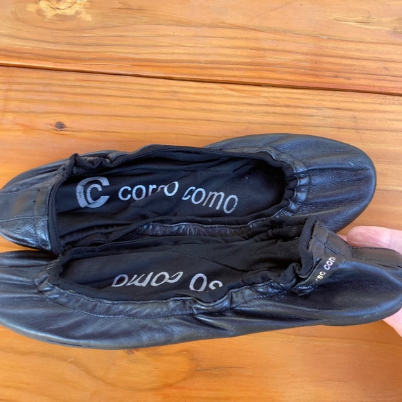 Corso Como Black Leather Ballasox Size 8-9 Possible,  Foldable - Picture 5 of 11